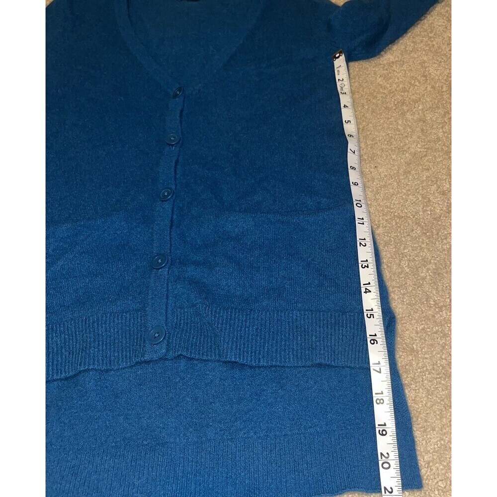 Garnet Hill (XS) Women’s 100% Cashmere Cardigan Sweater Teal Blue High Low - Picture 7 of 15